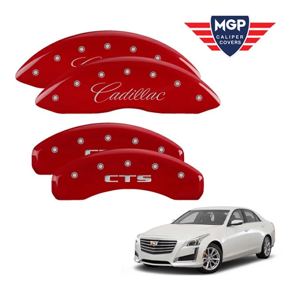【MGP 正規品】 09-19y キャデラック CTS A1LL 専用設計 ブレーキ キャリパーカバー レッド CADILLAC CTSロゴ 35013SCTSRD 1台分 セット