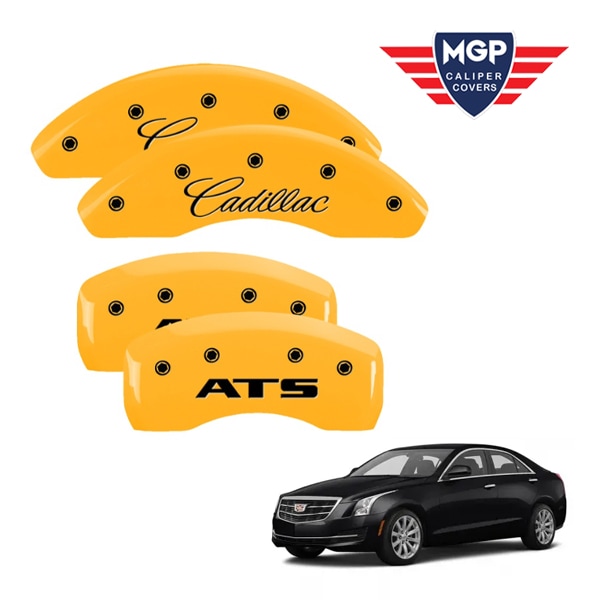 【MGP 正規品】 13-16y キャデラック ATS A1SL 専用設計 ブレーキ キャリパーカバー イエロー CADILLAC ATSロゴ 35023SATSYL 1台分 セット