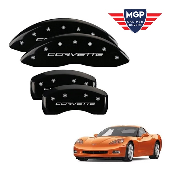 【MGP 正規品】 05-13y シボレー コルベット C6 専用設計 ブレーキ キャリパーカバー ブラック コルベットロゴ アルミ製 13008SCV6BK