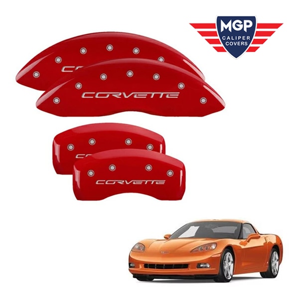 【MGP 正規品】 05-13y シボレー コルベット C6 専用設計 ブレーキ キャリパーカバー レッド コルベットロゴ アルミ製 13008SCV6RD