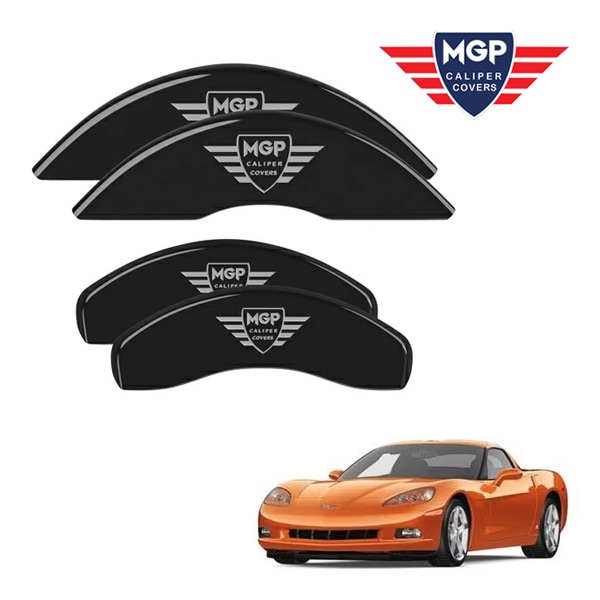 【MGP 正規品】 05-13y シボレー コルベット C6 専用設計 ブレーキ キャリパーカバー ブラック MGPロゴ アルミ製 13008SMGPBK 1台分 セット