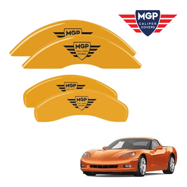 【MGP 正規品】 05-13y シボレー コルベット C6 専用設計 ブレーキ キャリパーカバー イエロー MGPロゴ アルミ製 13008SMGPYL 1台分 セット