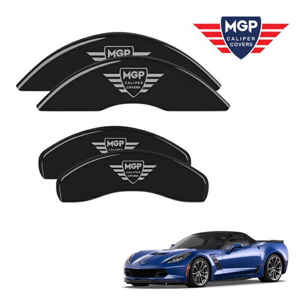 【MGP 正規品】 14-19y シボレー コルベット C7 専用設計 ブレーキ キャリパーカバー ブラック MGPロゴ アルミ製 13009SMGPBK 1台分 セット