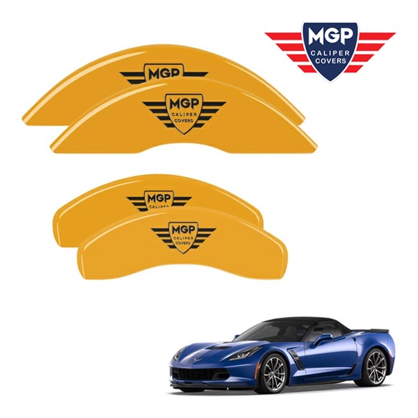 【MGP 正規品】 14-19y シボレー コルベット C7 専用設計 ブレーキ キャリパーカバー イエロー MGPロゴ アルミ製 13009SMGPYL 1台分 セット
