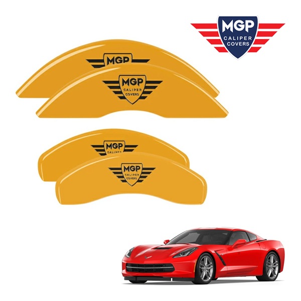 【MGP 正規品】 14-19y シボレー コルベット C7 専用設計 ブレーキ キャリパーカバー イエロー MGPロゴ アルミ製 13084SMGPYL 1台分 セット