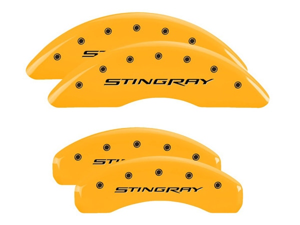 【MGP 正規品】 14-19y シボレー コルベット C7 専用設計 ブレーキ キャリパーカバー イエロー スティングレーロゴ アルミ製 13084SSTYYL