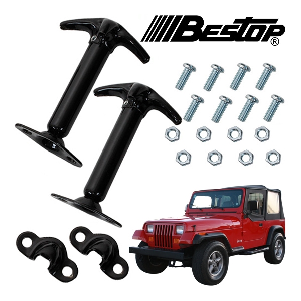 【BESTOP 正規品】ジープ JEEP 42-95y CJ2 CJ3 M38 CJ5 CJ6 CJ7 87-95y YJ ラングラー ボンネットフードラッチ フードロック 1台分 2個セット ブラック 5129401 べストップ
