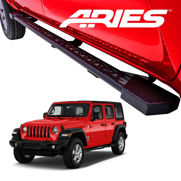 【ARIES 正規品】サイドステップ ラウンド サイドバー 3インチ チューブステップ テクスチャードブラック 2074118 18y- ジープ JL ラングラー (4ドア)