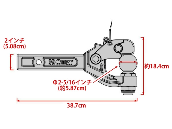 【CURT 正規品】 トレーラーヒッチ用 レシーバーマウント 48006 クラス4 2インチ角 約5.08cm 2-5/16インチヒッチボール付