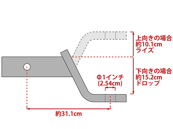 【CURT 正規品】 トレーラーヒッチ用 ヒッチボールマウント 2インチ角 45080 クラス3 4インチライズ 約10.1cm 6インチドロップ 約15.2cm