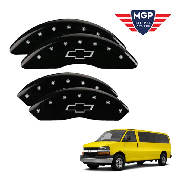 【MGP 正規品】 09-16y シボレー エクスプレス2500 3500 専用設計 ブレーキ キャリパーカバー ブラック ボウタイロゴ アルミ製 14008SBOWBK