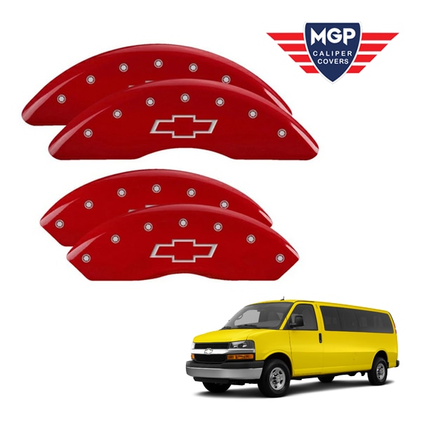 【MGP 正規品】 09-16y シボレー エクスプレス2500 3500 専用設計 ブレーキ キャリパーカバー レッド ボウタイロゴ アルミ製 14008SBOWRD