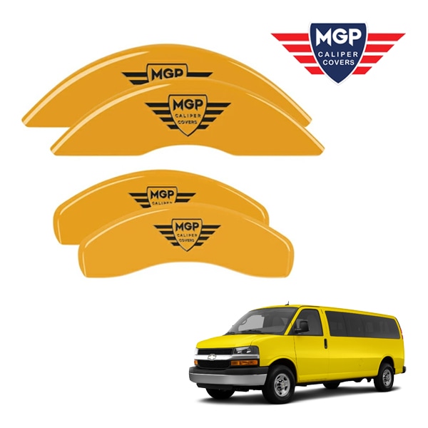 【MGP 正規品】 09-16y シボレー エクスプレス2500 3500 専用設計 ブレーキ キャリパーカバー イエロー MGPロゴ アルミ製 14008SMGPYL