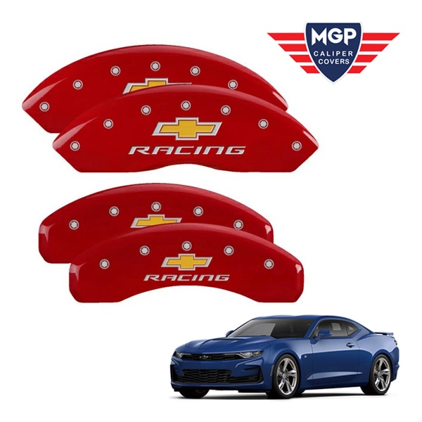 【MGP 正規品】 16-21y シボレー カマロ 専用設計 ブレーキ キャリパーカバー レッド Chevy Racingロゴ アルミ製 14240SBOWRD