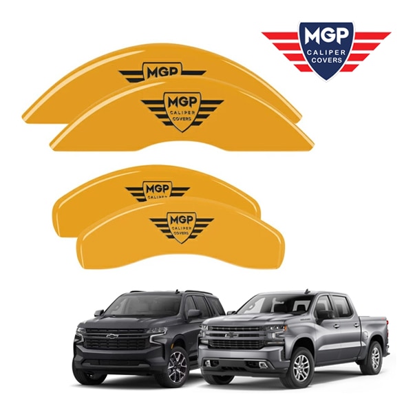 【MGP 正規品】 シボレー 19-21y シルバラード1500 | 21y タホ 専用設計 ブレーキ キャリパーカバー イエロー MGPロゴ アルミ製 14252SMGPYL