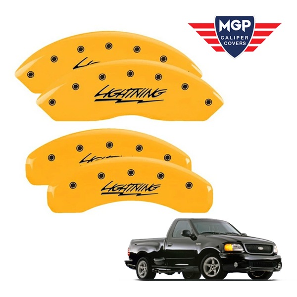 【MGP 正規品】 99-04y フォード F-150 F-150Heritage 専用設計 ブレーキ キャリパーカバー イエロー ライトニングロゴ 10021SLTGYL