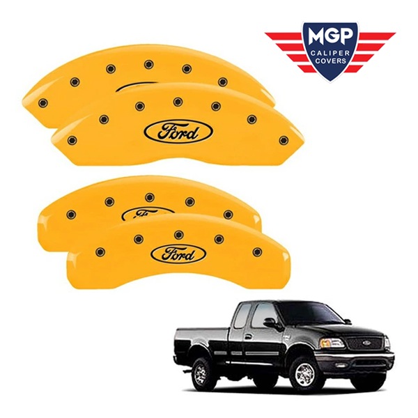 【MGP 正規品】 97-04y フォード F-150 専用設計 ブレーキ キャリパーカバー イエロー フォードオーバルロゴ アルミ製 10022SFRDYL