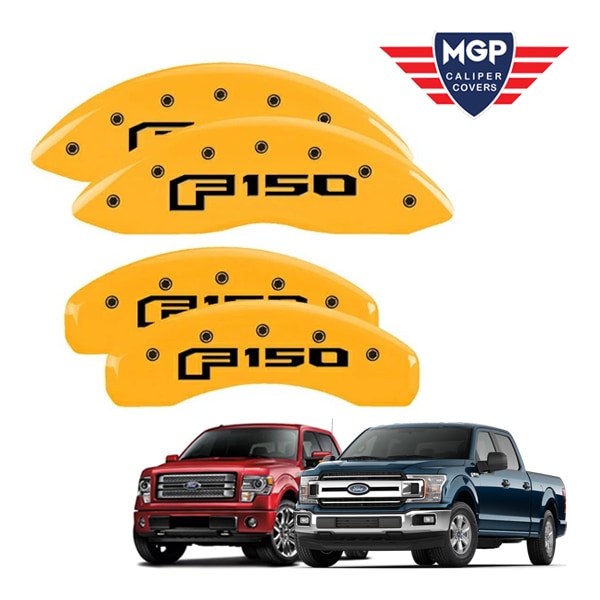 【MGP 正規品】 12-20y フォード F-150 専用設計 ブレーキ キャリパーカバー イエロー F-150(2015)ロゴ アルミ製 10219SF16YL 1台分 セット