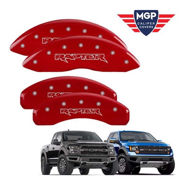 【MGP 正規品】 12-20y フォード F-150 専用設計 ブレーキ キャリパーカバー レッド ラプターロゴ アルミ製 10219SRPTRD 1台分 セット
