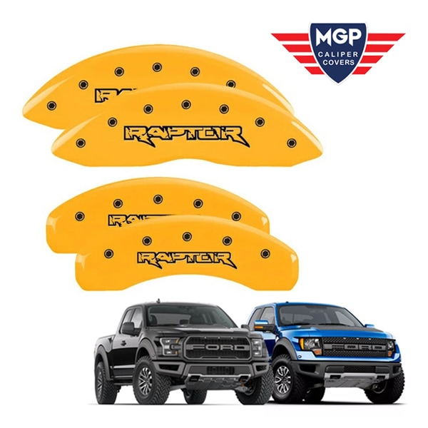 【MGP 正規品】 12-20y フォード F-150 専用設計 ブレーキ キャリパーカバー イエロー ラプターロゴ アルミ製 10219SRPTYL 1台分 セット