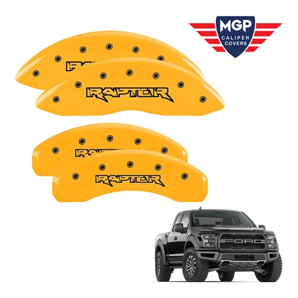 【MGP 正規品】 15-20y フォード F-150 | エクスペディション 専用設計 ブレーキ キャリパーカバー イエロー ラプターロゴ 10239SRPTYL