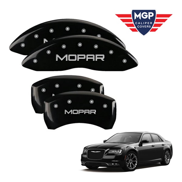 【MGP 正規品】 11-20y クライスラー 300 300C 専用設計 ブレーキ キャリパーカバー ブラック MOPARロゴ アルミ製 32016SMOPBK 1台分 セット
