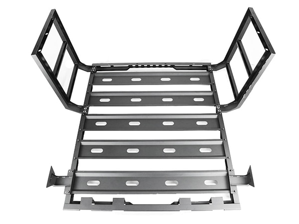 カリフォルニアカスタム ジープ JK ラングラー アンリミテッド 4ドア 純正ハードトップ車 サイドラダー付 ルーフラック クロスバー ベースキャリア ルーフキャリア ブラック マンガン鋼