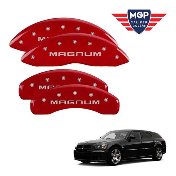 【MGP 正規品】 06-08y ダッジ マグナム SRT8 専用設計 ブレーキ キャリパーカバー レッド マグナムロゴ アルミ製 12088SMGMRD