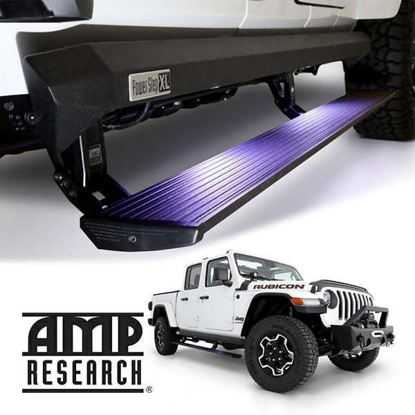 【AMP RESEARCH 正規品】ジープ JT グラディエーター Gladiator 電動 サイドステップ パワーステップ 電動格納 パワーランニングボード パウダーコーティング LEDライト付 POWER STEP XL 77135-01A