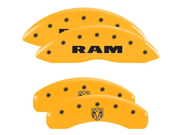 【MGP 正規品】 02-05y ダッジ ラム1500 ラムバン 専用設計 ブレーキ キャリパーカバー イエロー ラム ラムヘッドロゴ アルミ製 12134SRMHYL