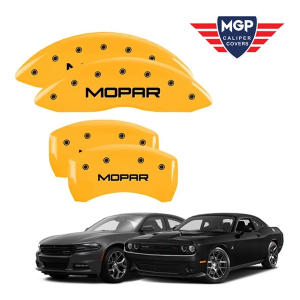 【MGP 正規品】 11-21y ダッジ チャージャー チャレンジャー 専用設計 ブレーキ キャリパーカバー イエロー MOPARロゴ アルミ製 12181SMOPYL