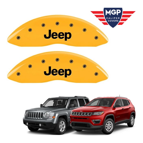 【MGP 正規品】 ジープ 08-19y コンパス 08-17y パトリオット 専用設計 ブレーキ キャリパーカバー イエロー Jeepロゴ アルミ製 42011FJEPYL