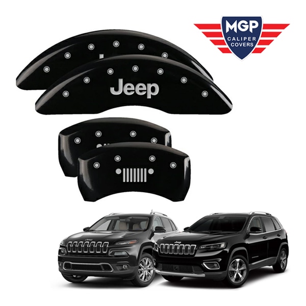 【MGP 正規品】 14-21y ジープ チェロキー KL 専用設計 ブレーキ キャリパーカバー ブラック Jeep ジープグリルロゴ アルミ製 42012SJEPBK