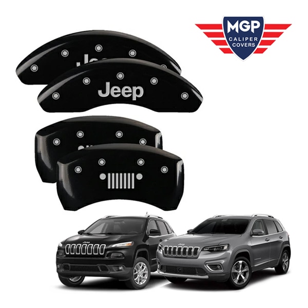 【MGP 正規品】 14-21y ジープ チェロキー KL 専用設計 ブレーキ キャリパーカバー ブラック Jeep ジープグリルロゴ アルミ製 42013SJEPYL