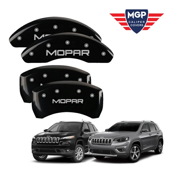 【MGP 正規品】 14-21y ジープ チェロキー KL 専用設計 ブレーキ キャリパーカバー ブラック MOPARロゴ アルミ製 42013SMOPBK 1台分 セット