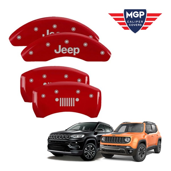 【MGP 正規品】 15-21y ジープ レネゲート コンパス 専用設計 ブレーキ キャリパーカバー レッド Jeep ジープグリルロゴ 42016SJPLRD