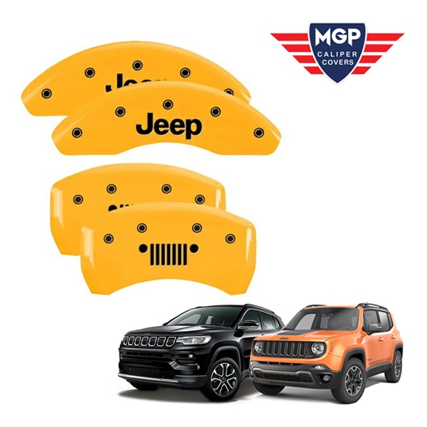 【MGP 正規品】 15-21y ジープ レネゲート コンパス 専用設計 ブレーキ キャリパーカバー イエロー Jeep ジープグリルロゴ 42016SJPLYL