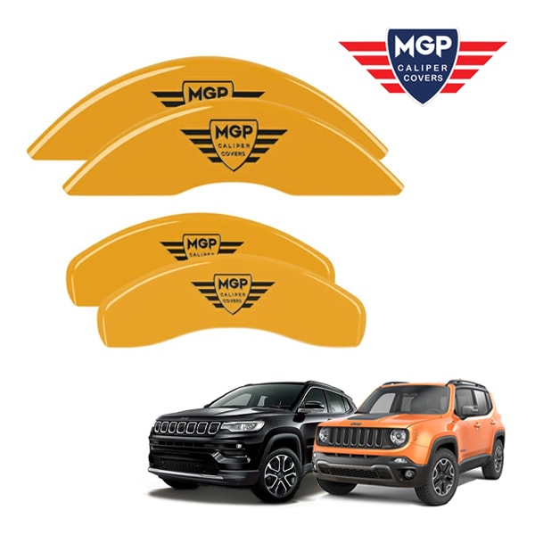 【MGP 正規品】 ジープ 15-17y レネゲート 18-21y コンパス 専用設計 ブレーキ キャリパーカバー イエロー MGPロゴ アルミ製 42016SMGPYL