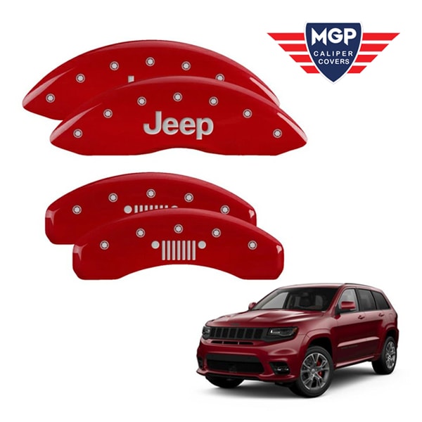 【MGP 正規品】 11-21y ジープ グランドチェロキー WK 専用設計 ブレーキ キャリパーカバー レッド Jeep ジープグリルロゴ 42020SJPLRD