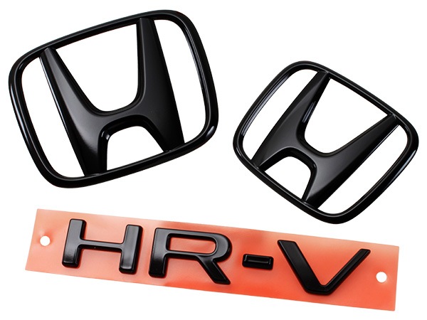 USホンダ純正 Hマーク+HR-Vエンブレム フロントエンブレム ボンネットエンブレム リアエンブレム ゲートエンブレム 前後セット 3PC グロスブラック 両面テープ ホンダ HR-V ZR-V RZ系