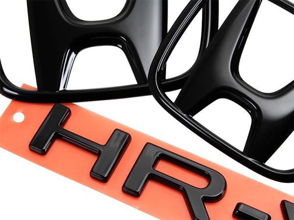 USホンダ純正 Hマーク+HR-Vエンブレム フロントエンブレム ボンネットエンブレム リアエンブレム ゲートエンブレム 前後セット 3PC グロスブラック 両面テープ ホンダ HR-V ZR-V RZ系