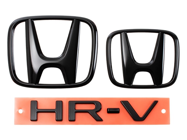 USホンダ純正 Hマーク+HR-Vエンブレム フロントエンブレム ボンネットエンブレム リアエンブレム ゲートエンブレム 前後セット 3PC グロスブラック 両面テープ ホンダ HR-V ZR-V RZ系