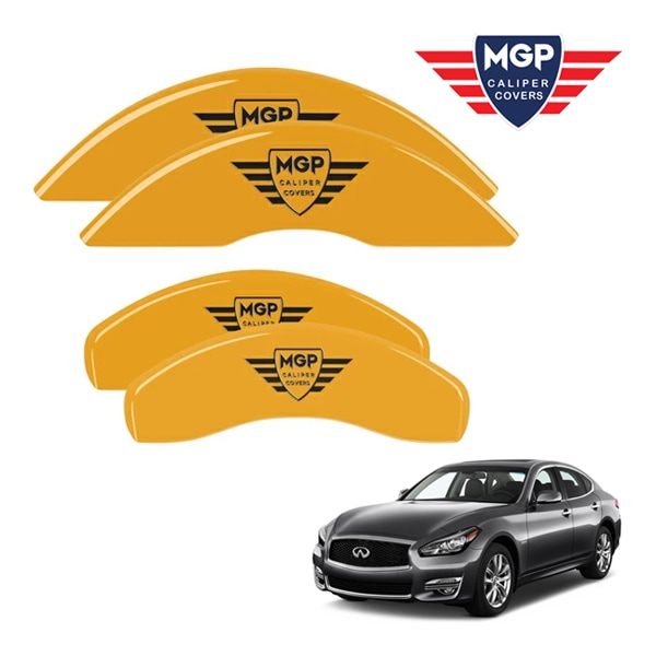 【MGP 正規品】 15-19y インフィニティ Q70 (フーガ) 専用設計 ブレーキ キャリパーカバー イエロー MGPロゴ アルミ製 37025SMGPYL