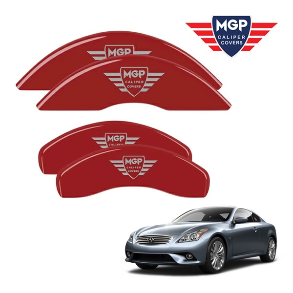 【MGP 正規品】 14-15y インフィニティ Q60クーペ (スカイラインクーペ) 専用設計 ブレーキ キャリパーカバー レッド MGPロゴ 37024SMGPRD