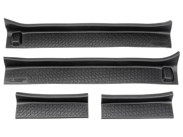 【RUGGED RIDGE 正規品】 ジープ JL ラングラー 4ドア | JT グラディエーター ドアシルプロテクター スカッフプレート ロゴ入 フロント リア 左右分 4枚セット ドアシルプレート ドアシルガード モール 保護 ラギッドリッジ