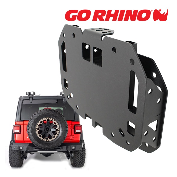 【GO RHINO 正規品】 ROCKLINE スペアタイヤ リロケーションキット 372000T テクスチャーブラック 40インチタイヤまで対応 ジープ JL ラングラー
