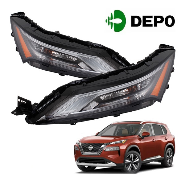 【DEPO 正規品】デイライト&ウインカー LED+ハロゲンタイプ アンバーサイドマーカー点灯 左右セット 日産 エクストレイル T33系