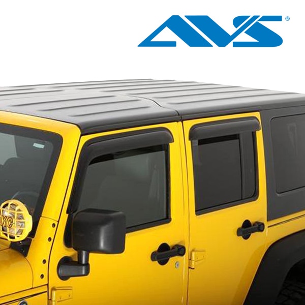 【AVS 正規品】 専用設計 スモークドアバイザー サイドバイザー ウインドウバイザー 両面テープ 4枚 フロント リア 前後 左右分 セット ジープ 07-18y JK ラングラー アンリミテッド(4ドア)
