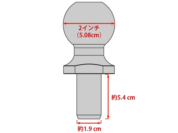 【CURT 正規品】トレーラーヒッチ用 ヒッチボール 40052 ステンレス ボール直径 2インチ 約5.08cm シャフト 軸経 3/4インチ 約1.9cm 牽引能力 約1587kg