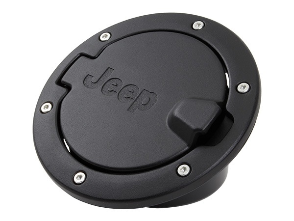 MOPAR純正 フューエルドア 82214793 ブラックパウダーコート JEEP ロゴ入 アルミ製 ビレット加工 ガソリン 給油口 カバー  ジープ JK ラングラー 2ドア/4ドア モパー